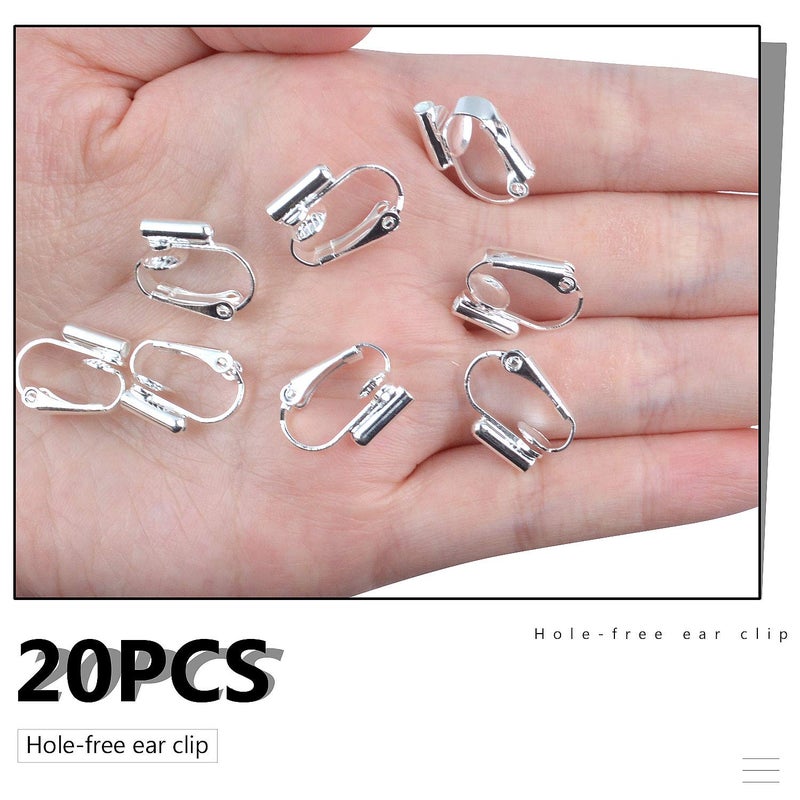 Jdesun 20 Pieces Silver Clip-on Earring Converters with Post for Non-Pierced Ears - Image 5